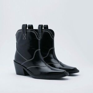NWOT Black Western Ankle Boots